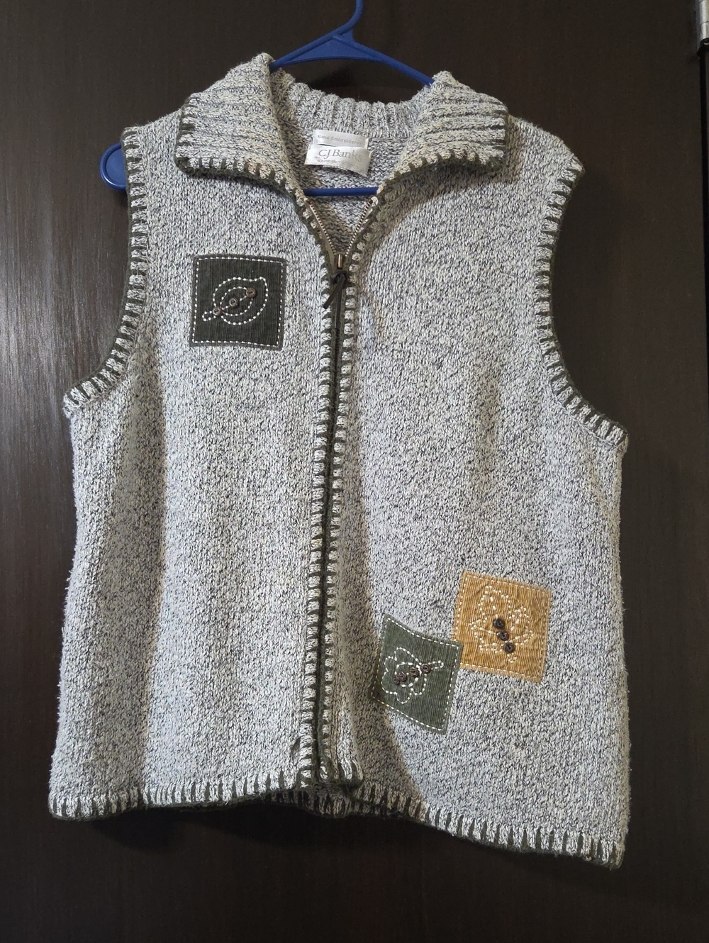 CJ Banks ladies gray zipper down Vest with hand embroidery XXL
